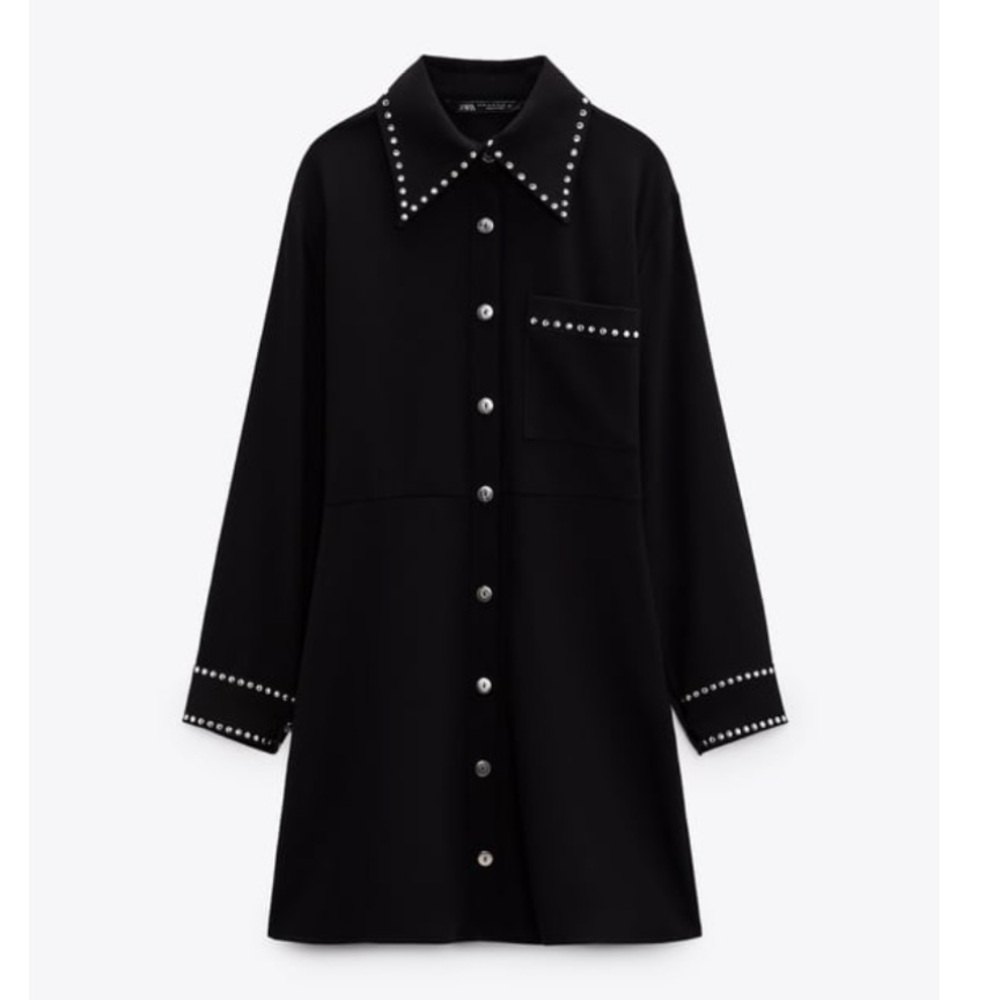 Zara Black Studded Shirt Dress